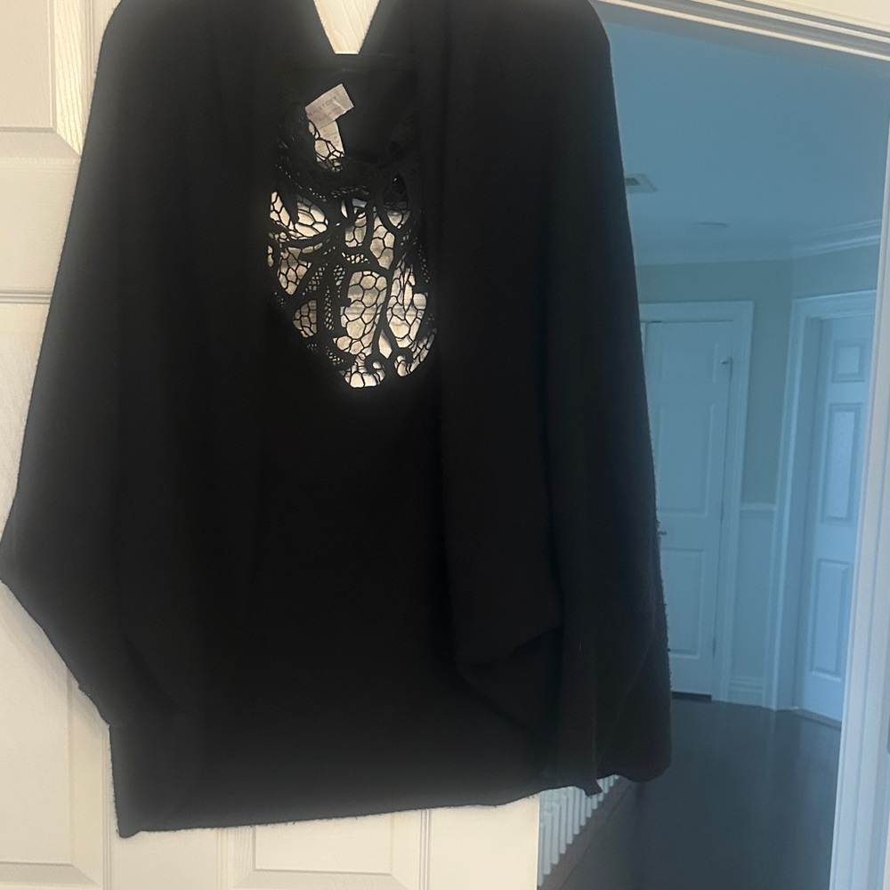 Design History Black Lace Cashmere Top